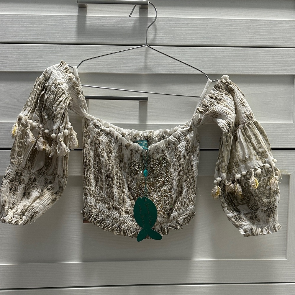 Boho Off-Shoulder Top with Tassels 2 piece set
